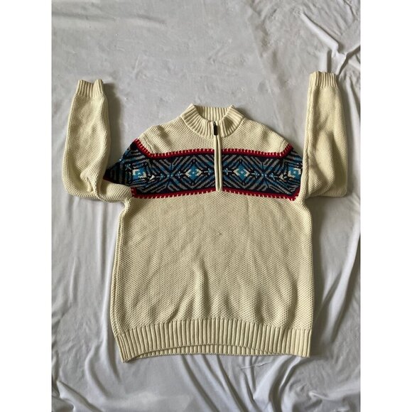 Izod Mens Cream Sweater L/G With Nordic Design 75% Cotton & 25% Acrylic - Picture 1 of 8